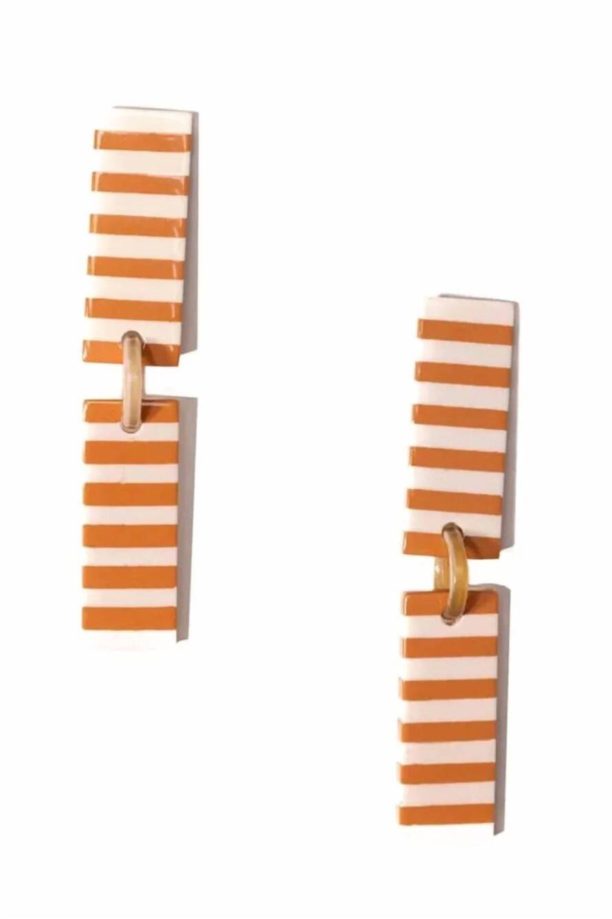 NEW SUNSHINE TIENDA women's isabella striped earrings in tan